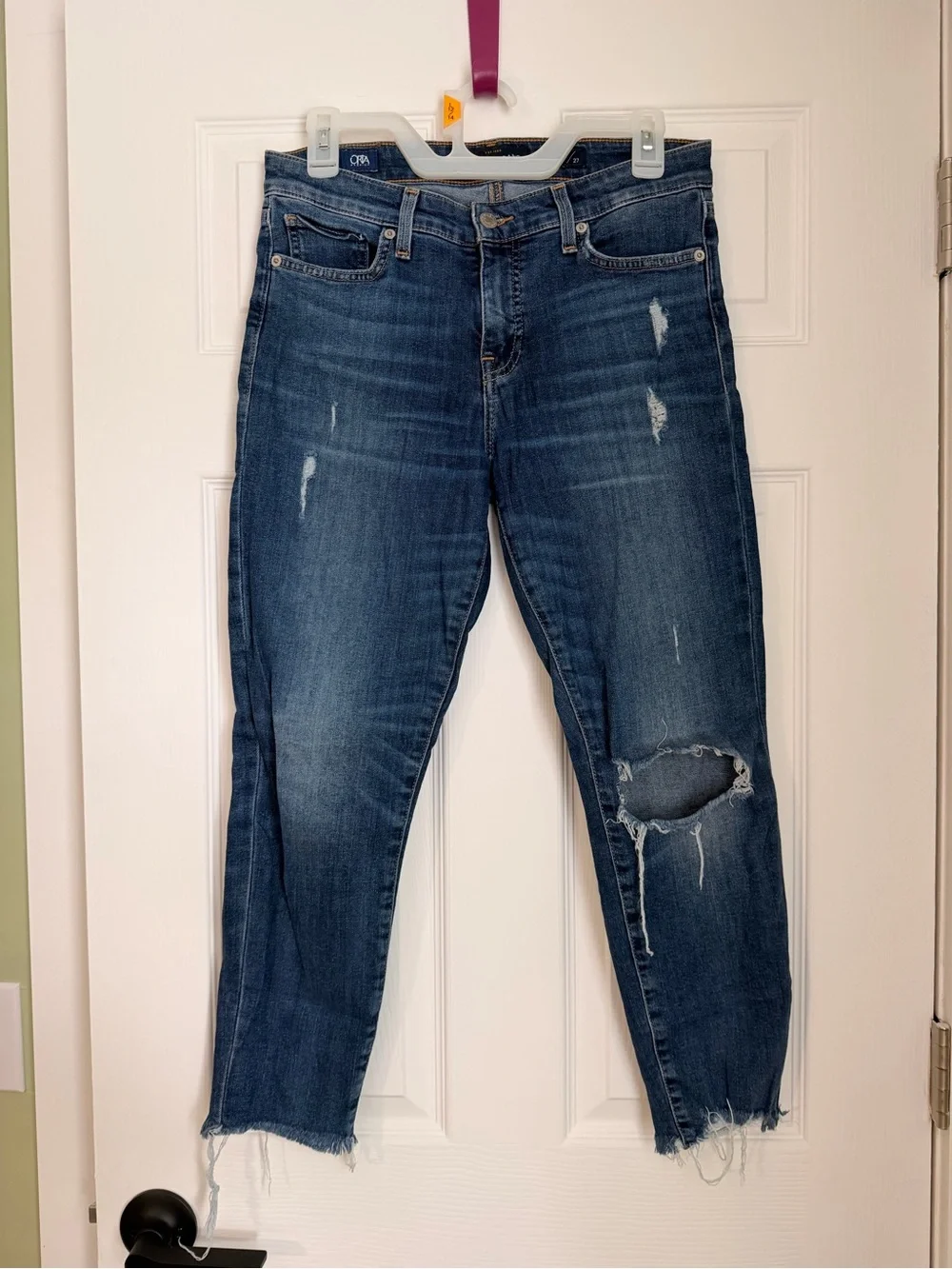 Lucky Brand Dark Blue Distressed Ankle Crop Jeans